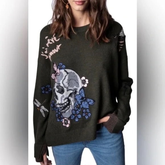 Zadig & Voltaire Embroidered Cashmere Sweater - Markus Tatoo - Picture 1 of 11